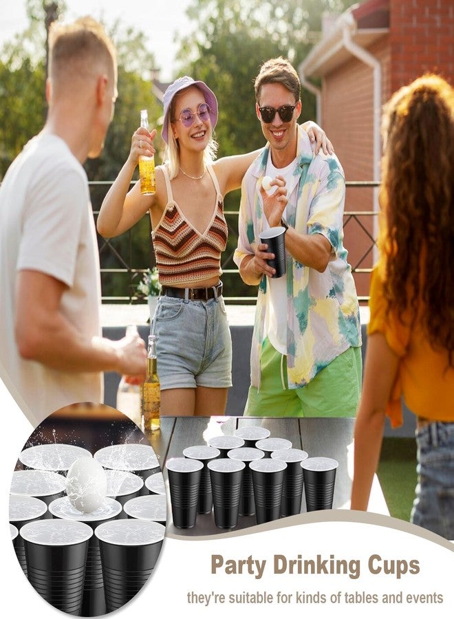 tchrules 100 Pack 16 oz Black Plastic Cups, Disposable Party Cups for Halloween, Black Drinking Cup Bulk for Graduation Birthday Wedding Anniversary Picnic Pool Bachelor Holiday Party Supplies - Image 4